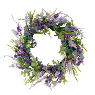 24'' Green and Purple Echinops Floral Spring Wreath | Michaels Stores