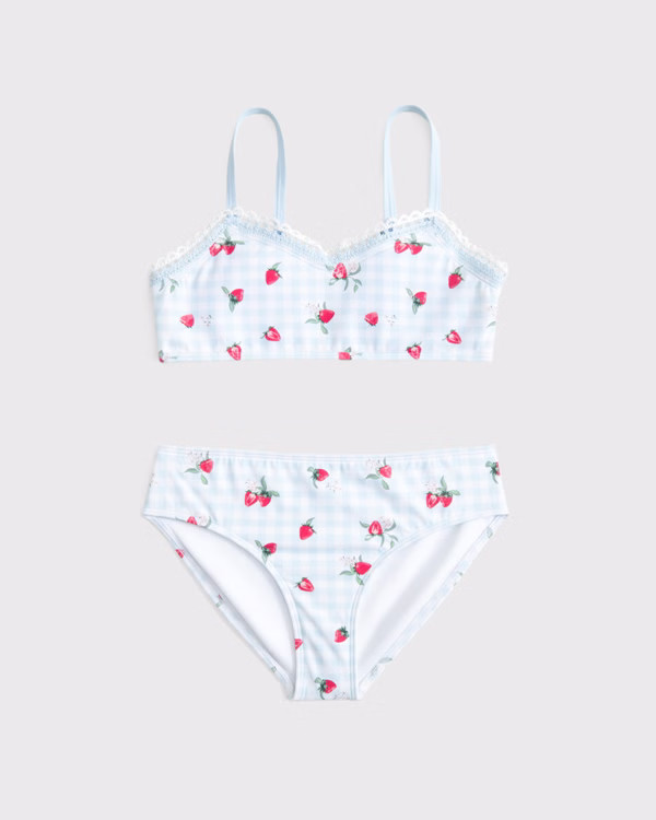 girls mixed fabric triangle two-piece swimsuit | girls swimsuits  | Abercrombie & Fitch (US)