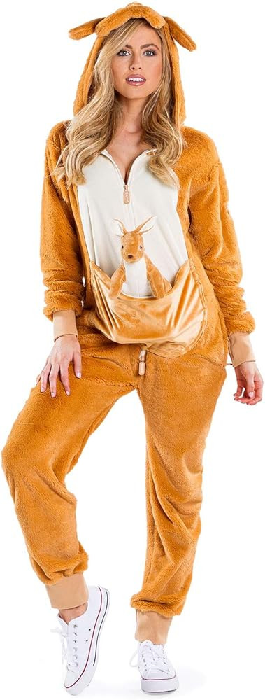 Tipsy Elves Women’s Kangaroo Halloween Costume - Brown Adult Onesie Halloween Costume for Women - Zi | Amazon (US)
