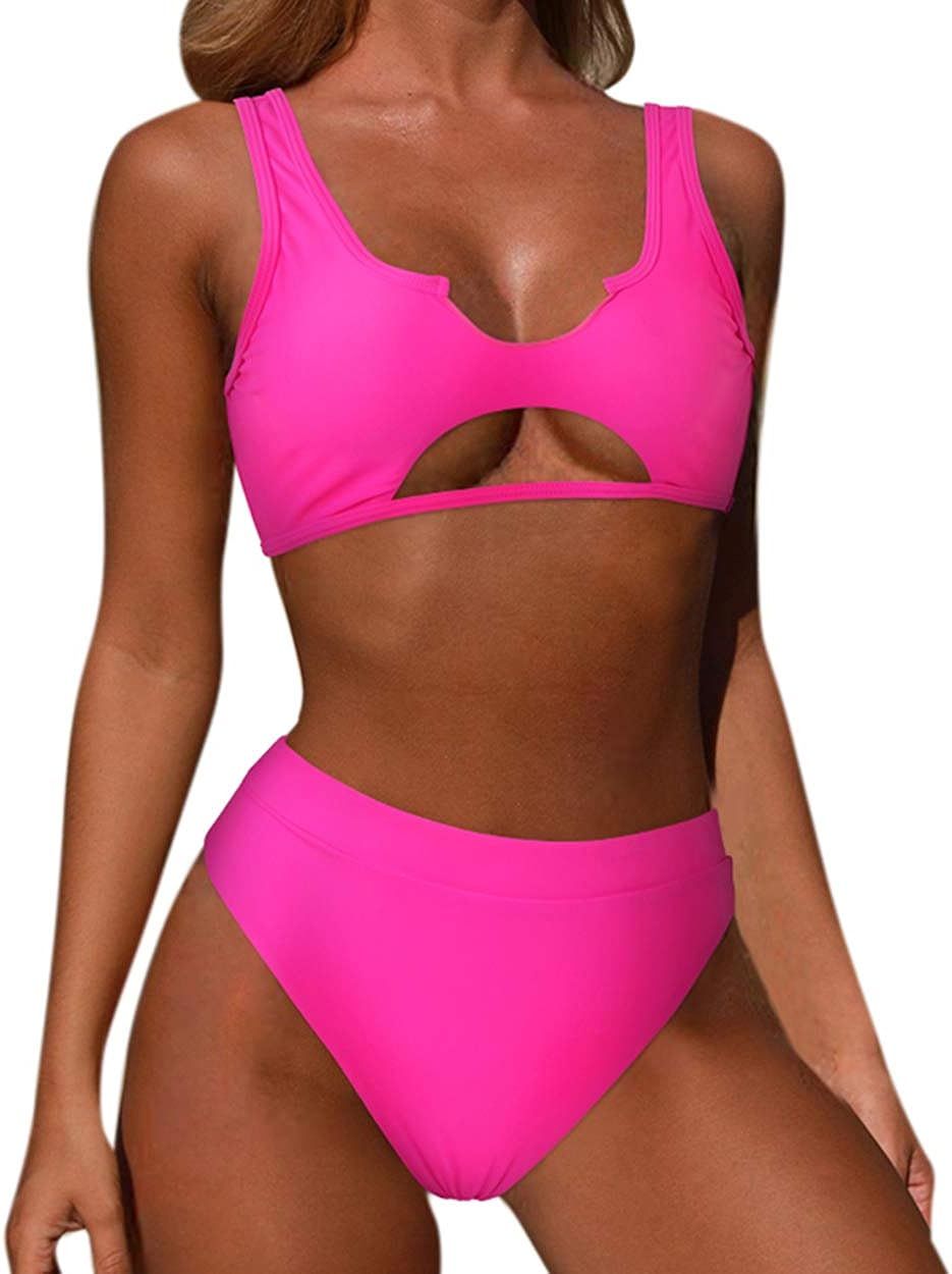 OMKAGI Women Halter Fashion Sexy Swimwear 2 Pieces Swimsuit Bikini Set with Small Strap | Amazon (US)