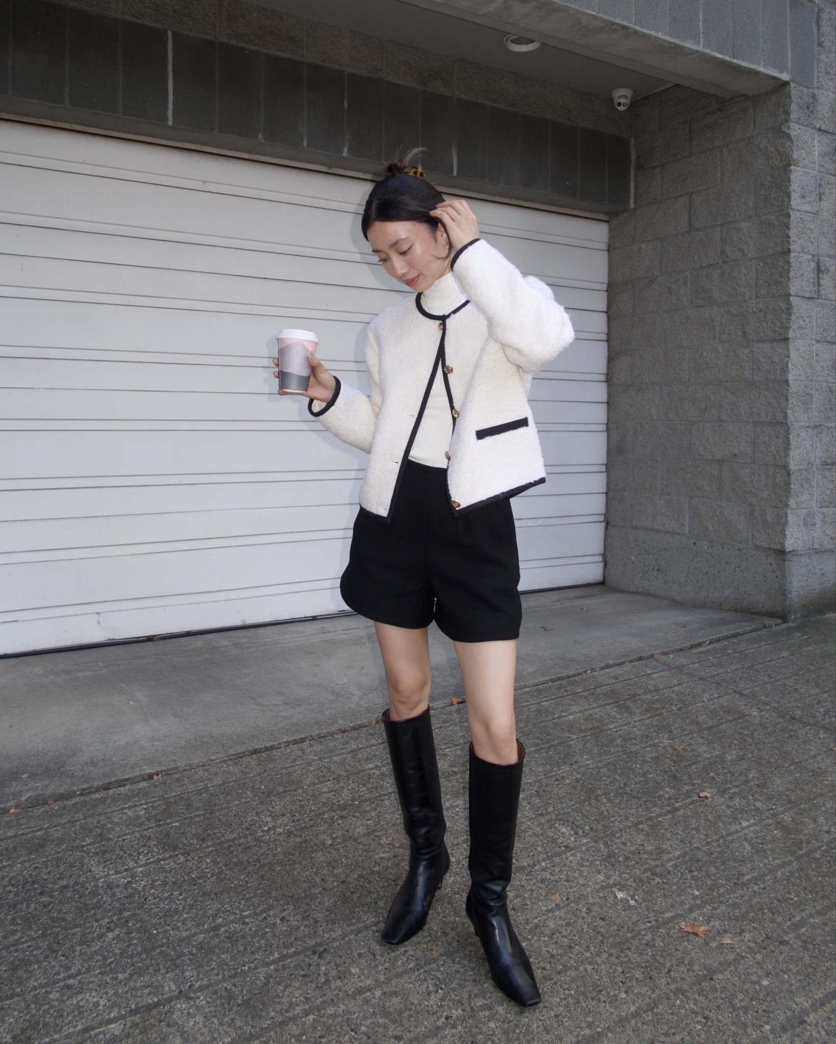 The most chic wool jacket by Anine Bing.. It’s so warm and cozy! Wore a tank top inside this jacket in 15°C and felt hot.

Paired with Sezane Wool shorts and Remy Vegan Leather Knee High Boots by Reformation#FashionMonth 

#LTKautumn #LTKworkwear