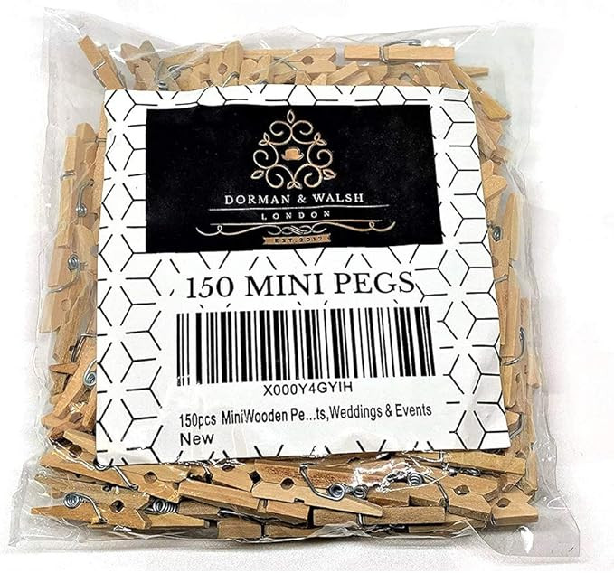 150pcs Natural Wooden Mini Clothespins for Holding Photo Paper, Dorman & Walsh Mini Pegs for Deco... | Amazon (US)