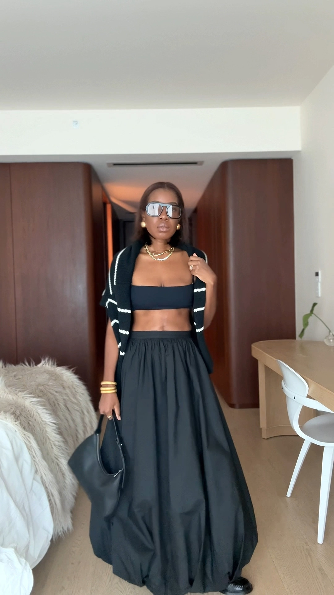 Black and white striped sweater. Black maxi bubble skirt with black loafers 

#LTKPetite #LTKStyleTip #LTKFindsUnder100