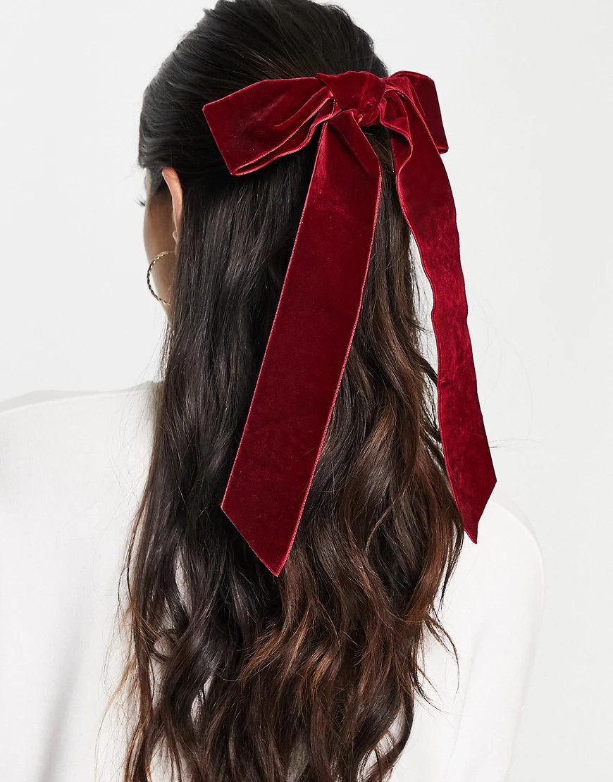 Kristin Ess The Velvet Bow Slide - Burgundy-Red | ASOS (Global)