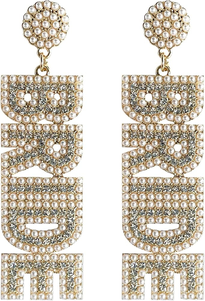 LADY&HOME Bride Earrings, Bride Beaded Earrings Bachelorette for Bride to Be Gifts Accessories | Amazon (US)