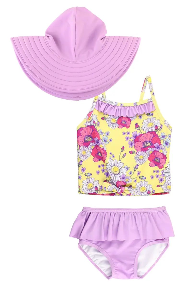 Kids' Daisy Delight Two-Piece Swimsuit & Floppy Sun Hat Set | Nordstrom | Nordstrom