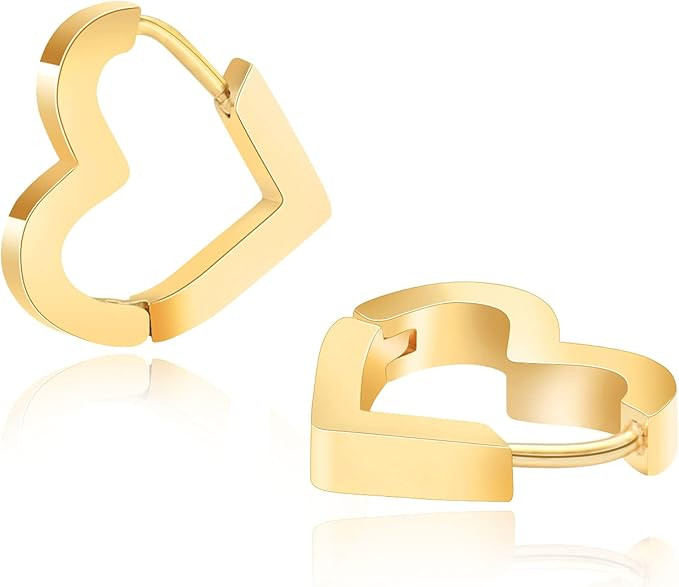 Chunky Gold Hoop Earrings for Women 18K Gold Paperclip Oval Hoop Earrings Gold Square Hoops Small... | Amazon (US)