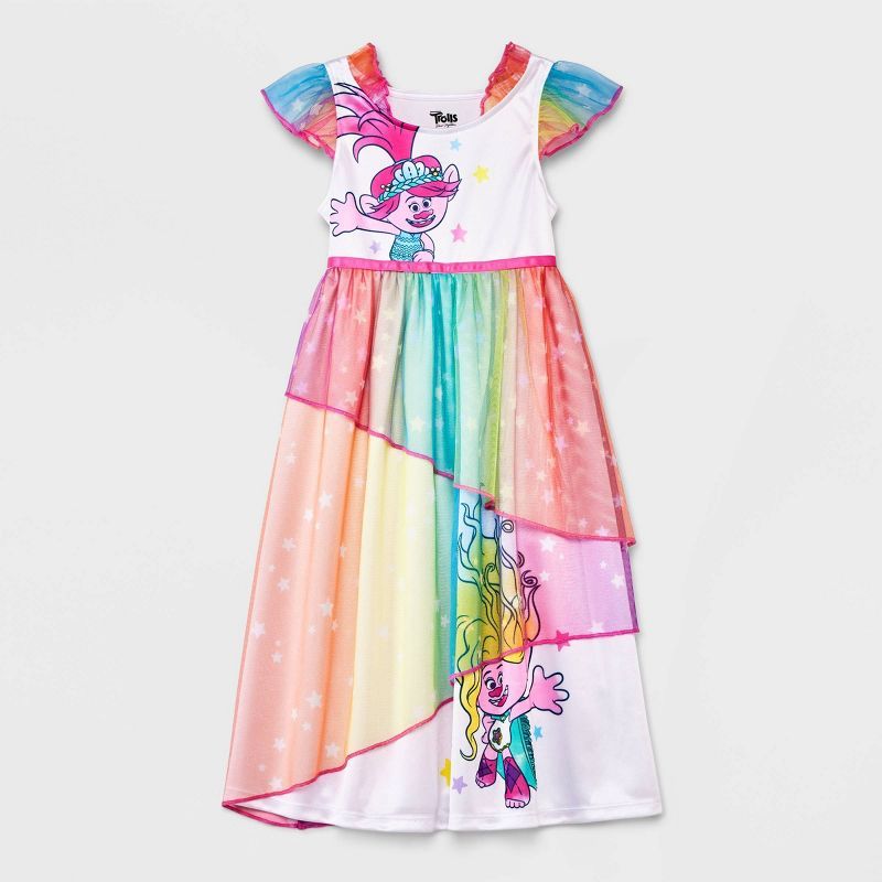 Toddler Girls' Trolls Rainbow Fantasy NightGown - White | Target