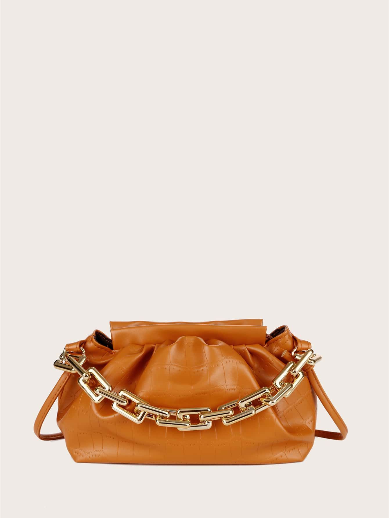 Croc Embossed Ruched Bag | SHEIN