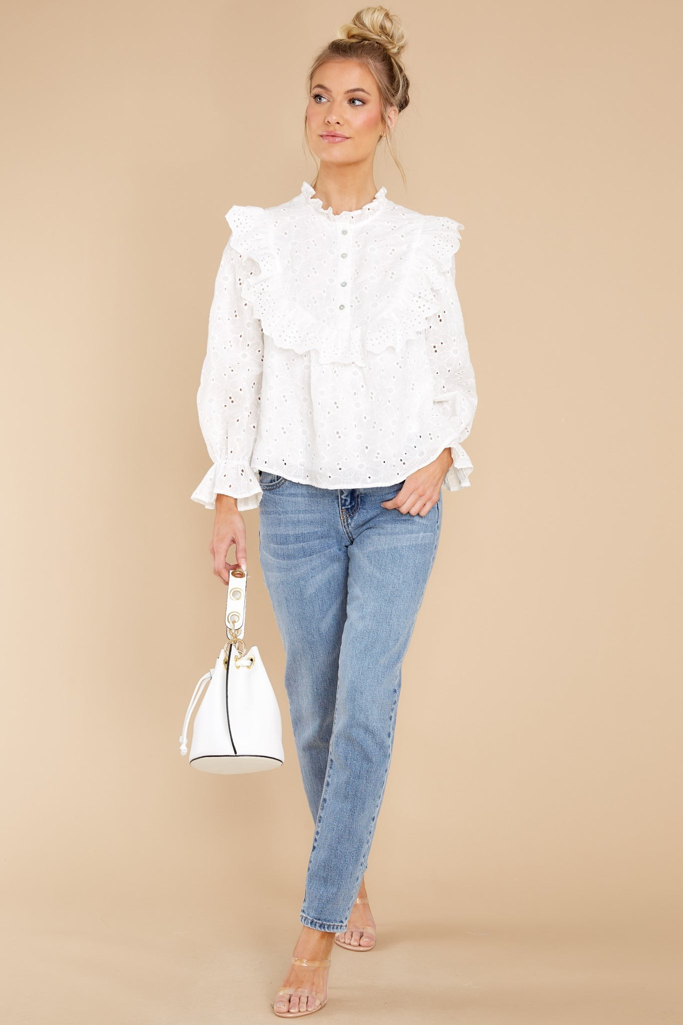 Passion For Perfection White Eyelet Top | Red Dress 