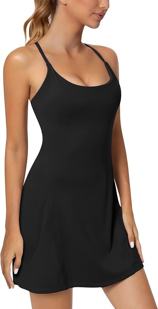 Women's Tennis Dress with Built-in Shorts & Bra Athletic Adjustable Straps Workout Dress Exercise... | Amazon (US)