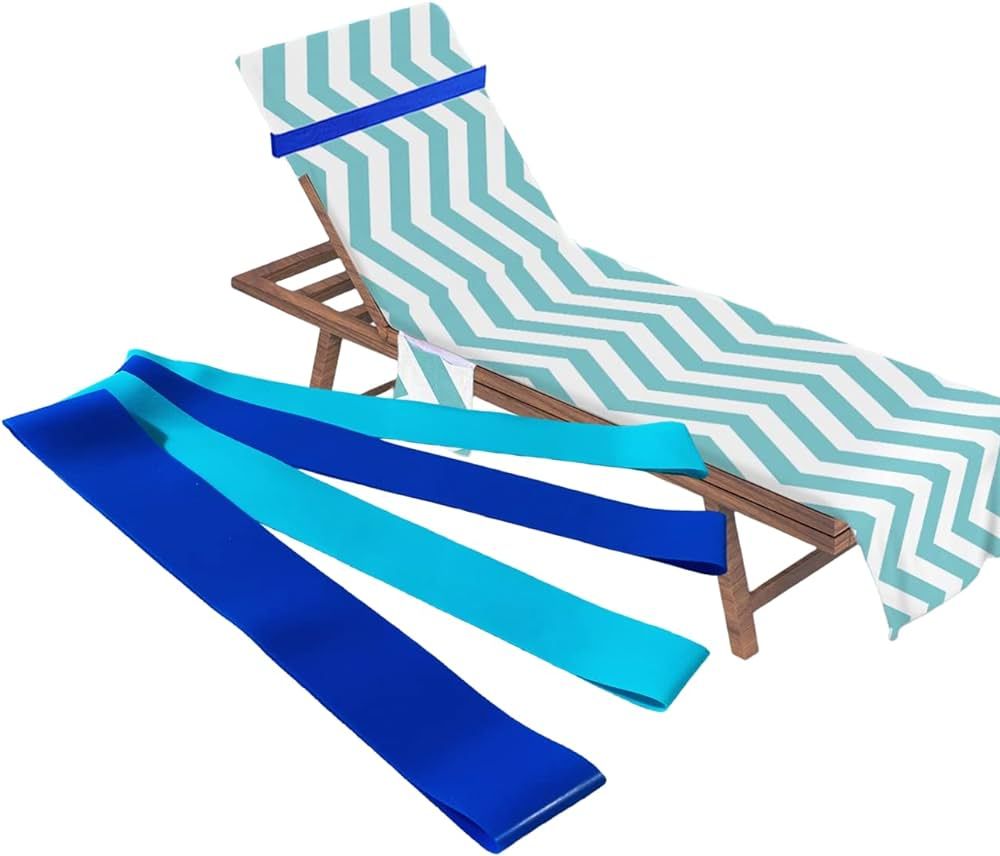 4 Pack Towel Bands, Towel Craber for Beach Chair, Rubber Towel Clips for Pool Chair, Must Haves B... | Amazon (US)