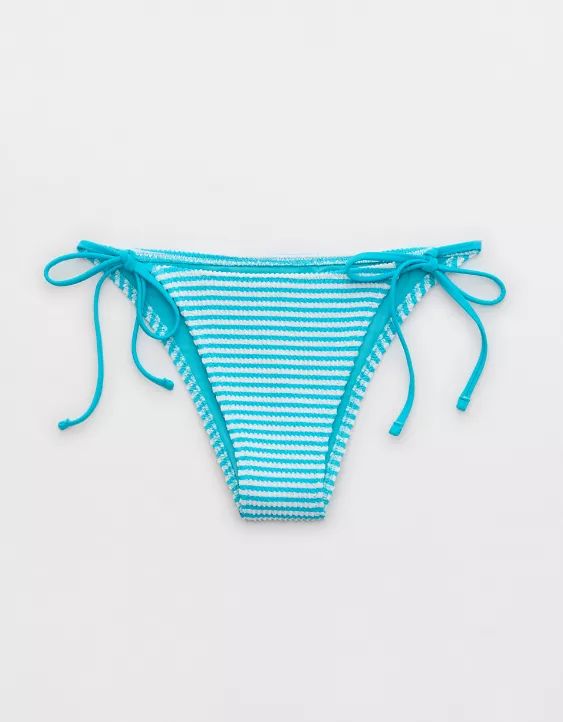 Aerie Crinkle Stripe Cheekiest Tie Bikini Bottom | Aerie