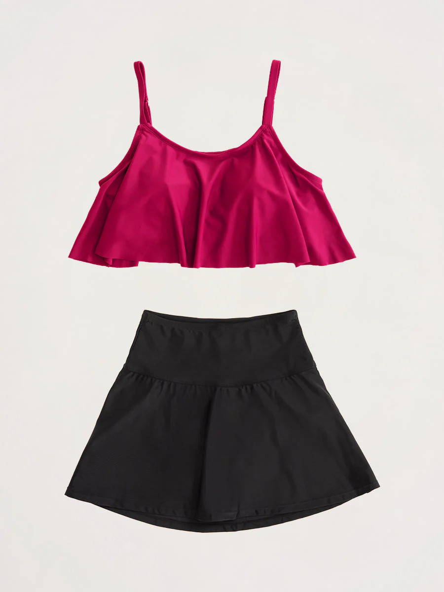Bundle Shapermint Essentials - 1 Ruffled Bikini Top + 1 Swim Skirt | Shapermint