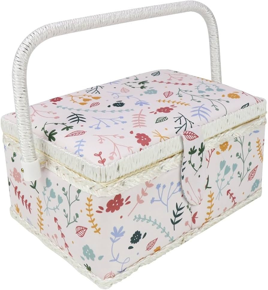 Basic Sewing Basket with Complete Sew Accessories Wooden Beginners Sewing Kits with Removable Tra... | Amazon (US)