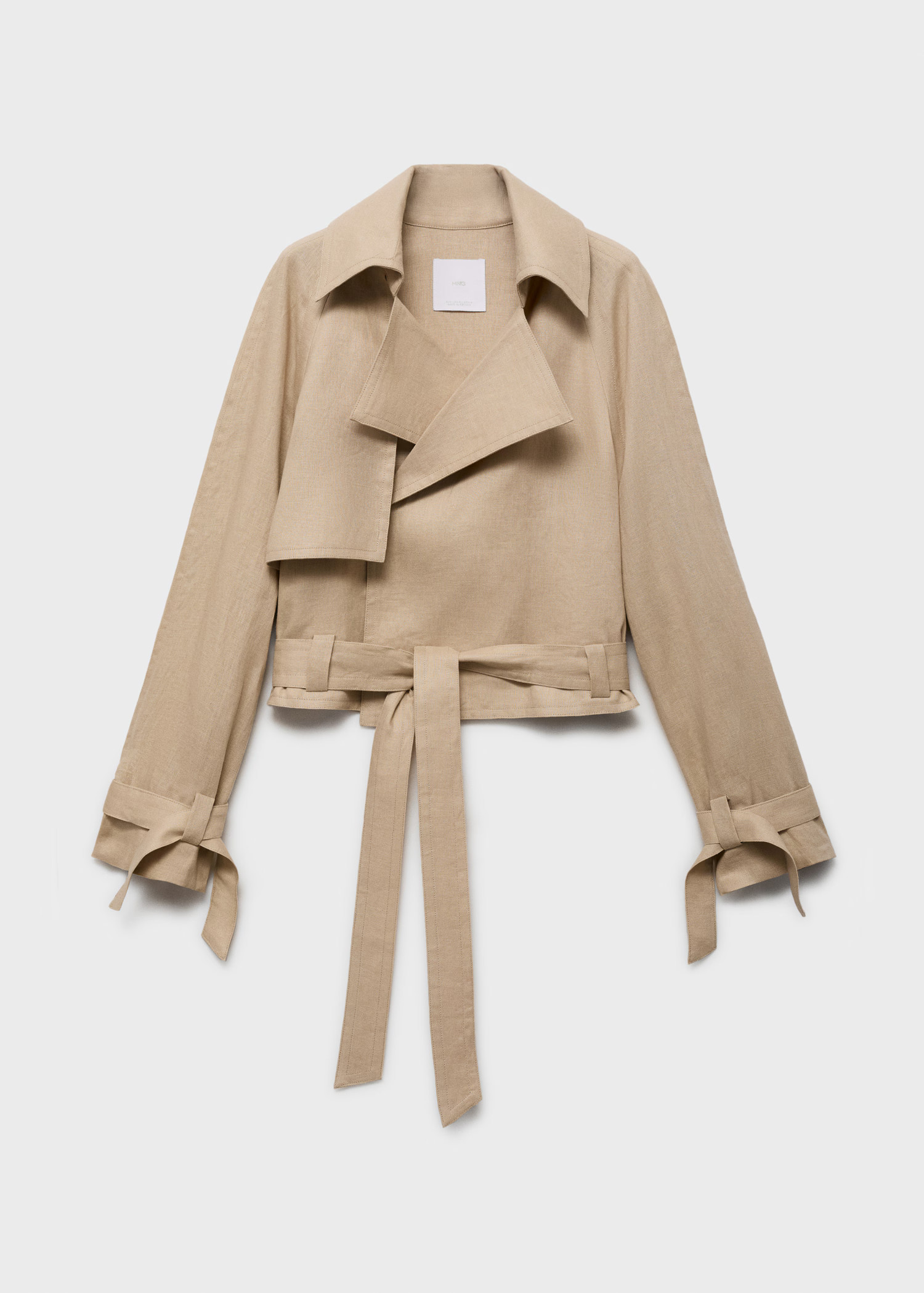 Linen jacket with belt - Women | MANGO United Kingdom | MANGO (UK)