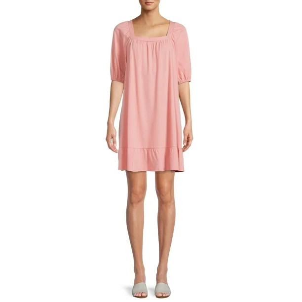 Time and Tru Women's Square Neck Dress - Walmart.com | Walmart (US)