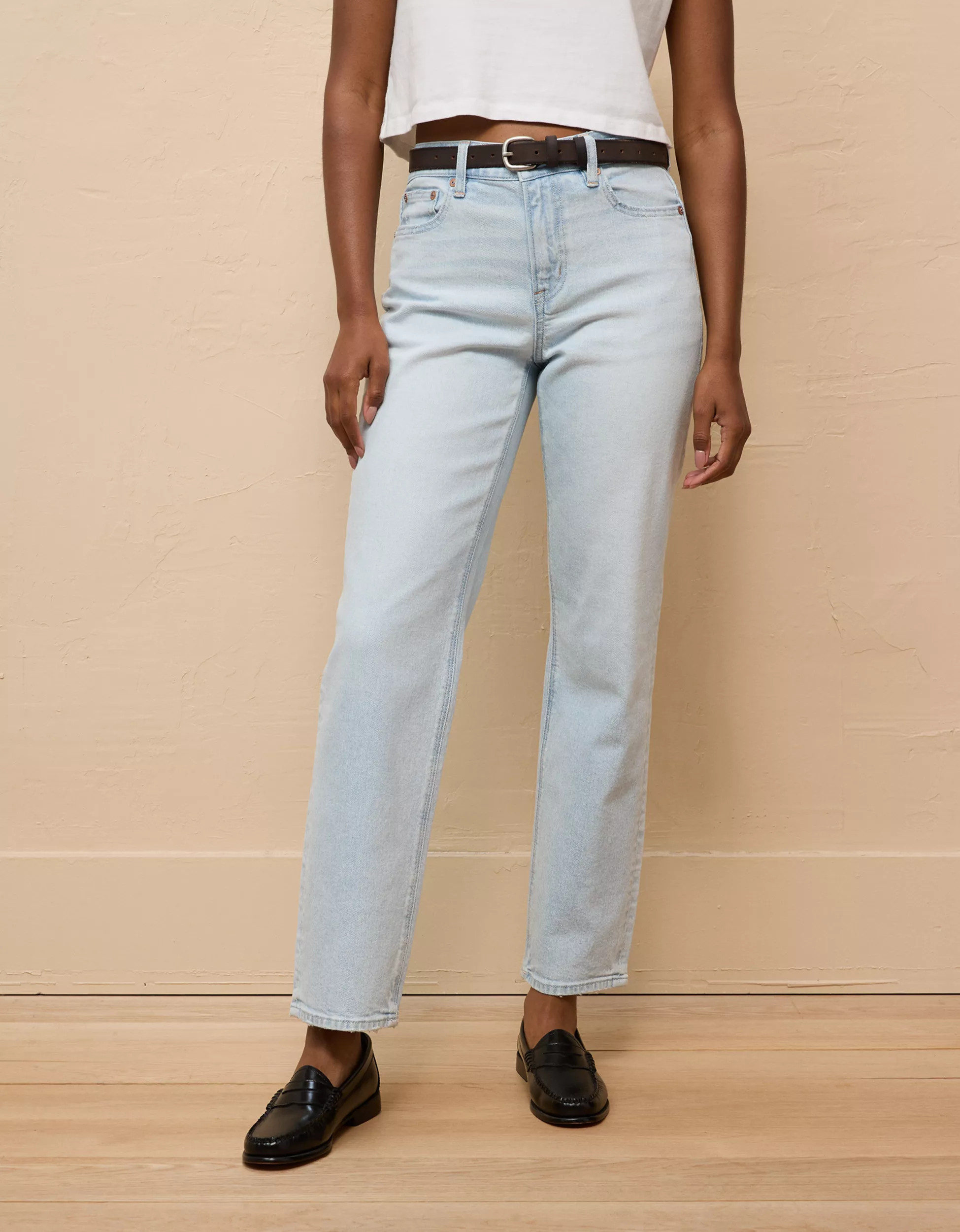 AE Stretch Super High-Waisted Straight Jean | American Eagle Outfitters (US & CA)