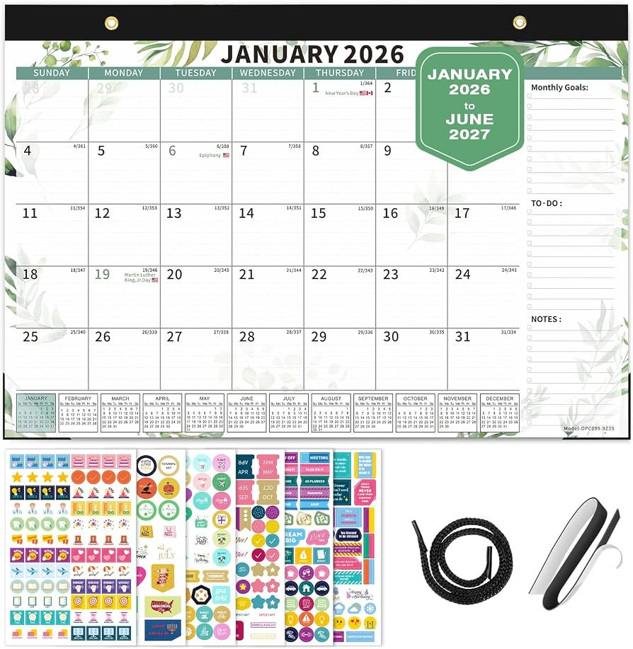 Ospelelf Desk Calendar 2026-2027, Magnetic Fridge Wall Calendar, 18 Month Monthly Large 17" X 12"... | Amazon (US)