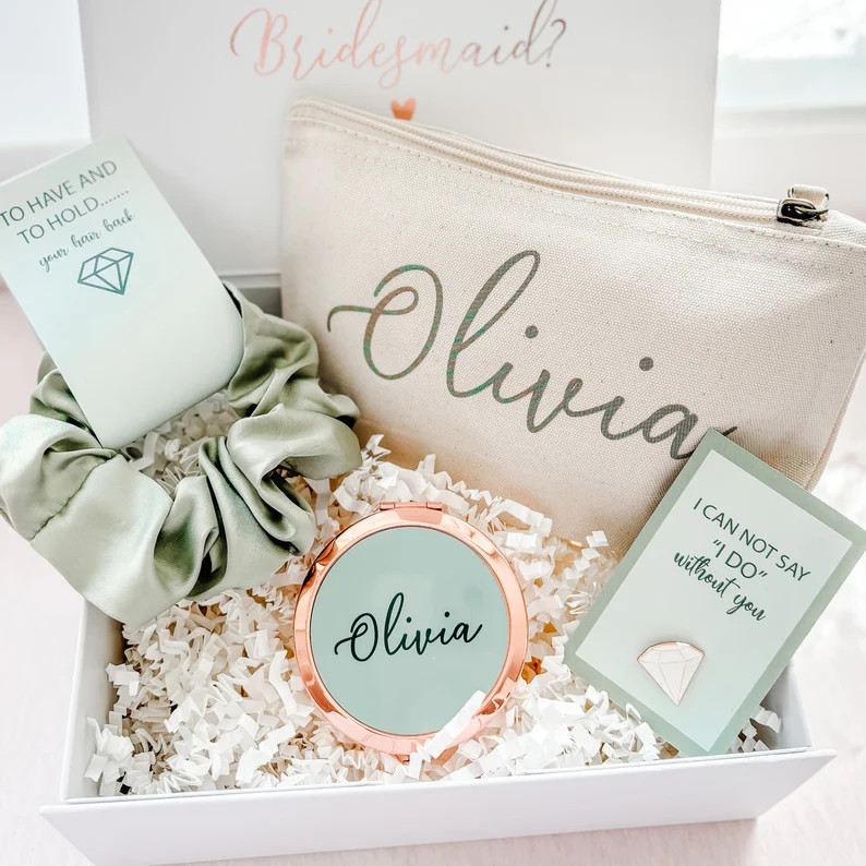 Personalized Bridesmaid Proposal Gift Box: Sage Green Luxury Set - Etsy | Etsy (US)