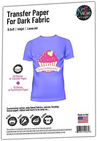 NuFun Activities Inkjet Printable Iron-On Heat Transfer for Dark Fabrics, 8.5 x 11 inch, (50 Shee... | Amazon (US)