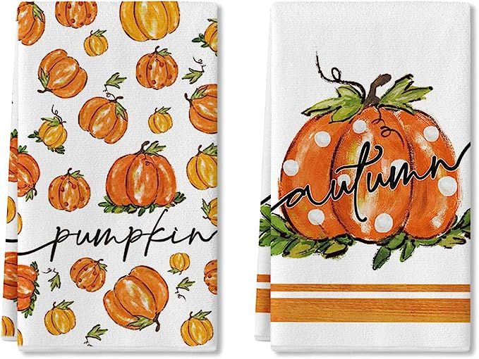 Artoid Mode Autumn Pumpkin Kitchen Towels Dish Towels, 18x26 Inch Fall Thanksgiving Harvest Vinta... | Amazon (US)