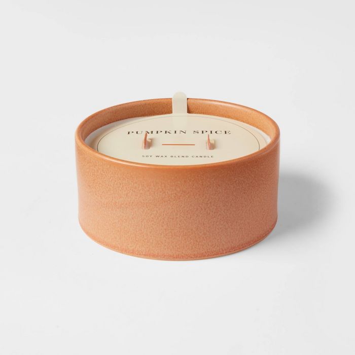 12oz Ceramic Wooden Wick Pumpkin Spice Candle - Threshold&#8482; | Target
