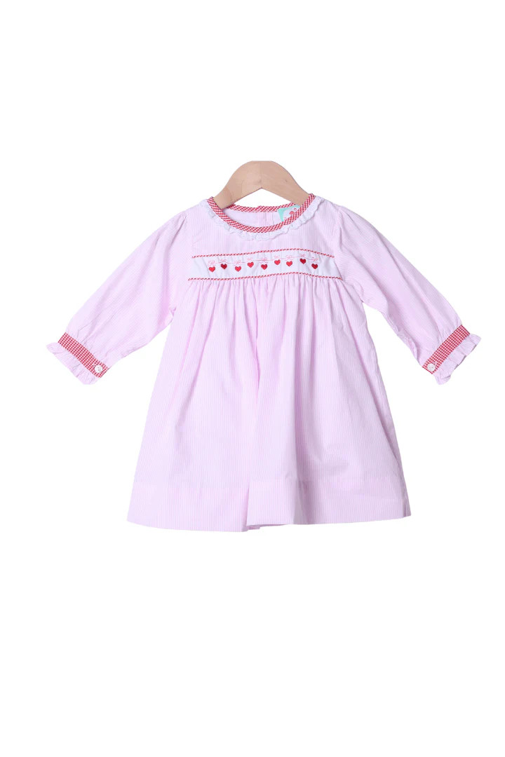 Sweet Embroidered Heart Dress | The Smocked Flamingo