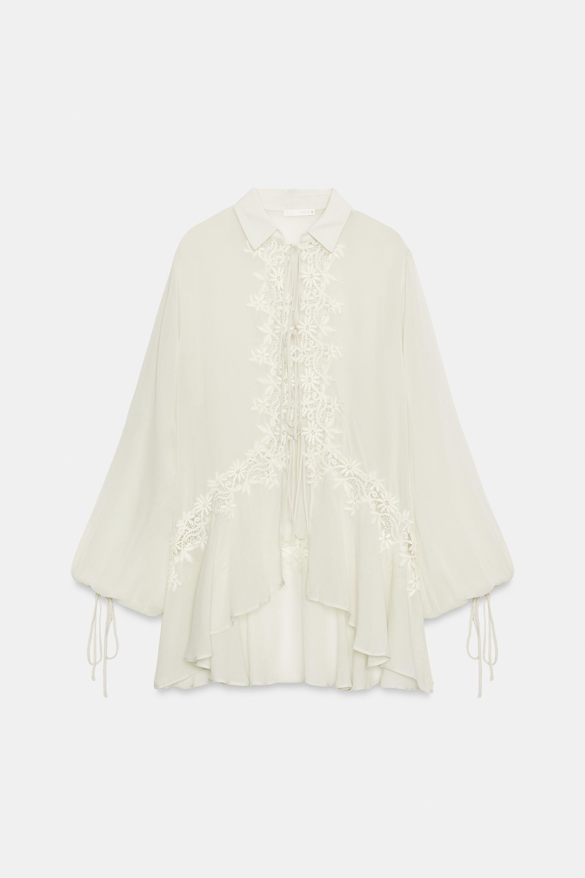 ZW COLLECTION EMBROIDERED LACE BLOUSE | Zara US