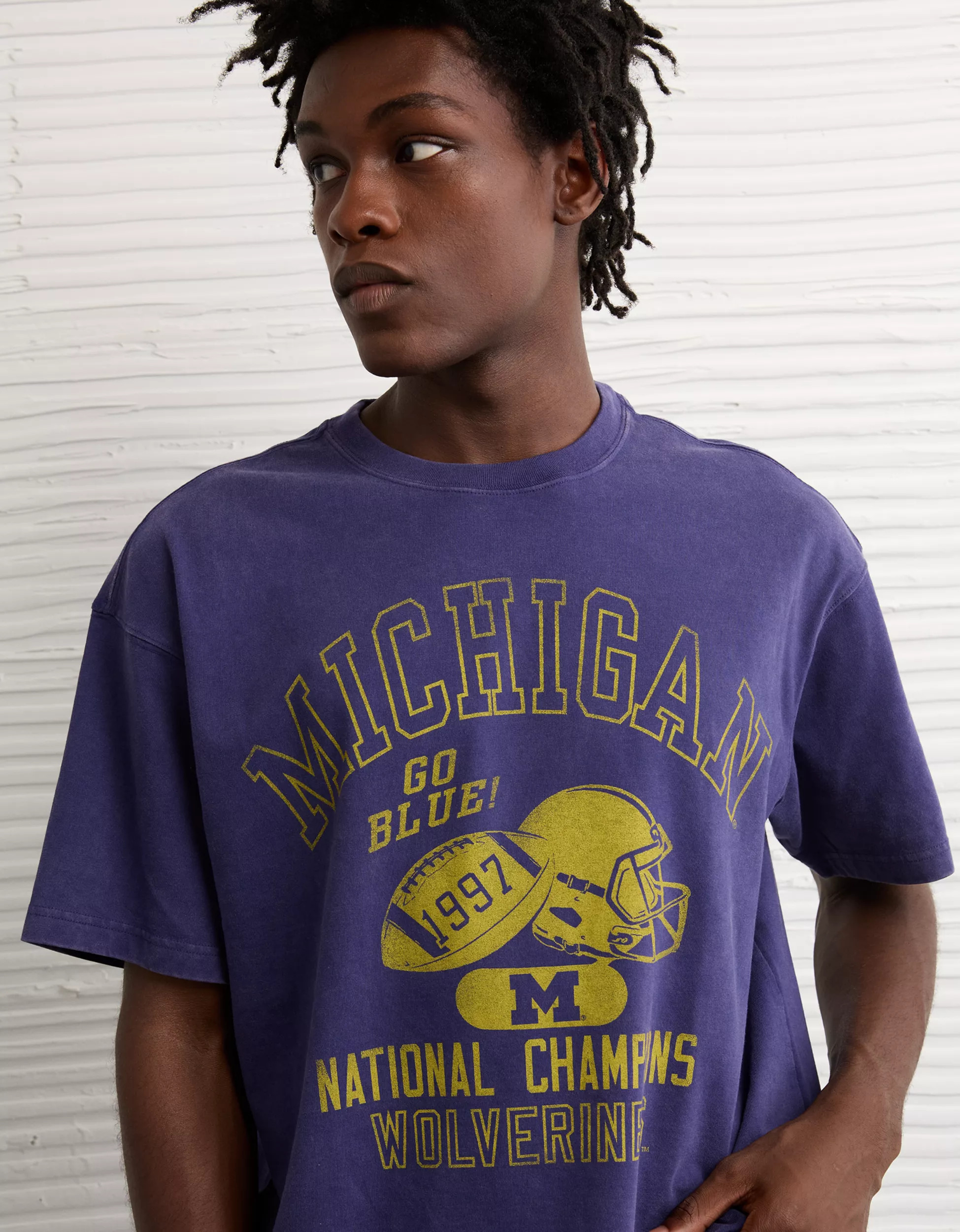 AE Boxy Michigan Wolverines Graphic T-Shirt | American Eagle Outfitters (US & CA)