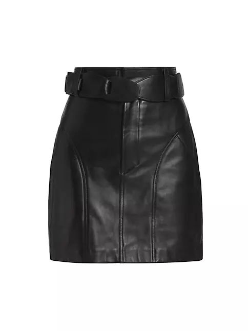 Cedric Belted Leather Mini Skirt | Saks Fifth Avenue
