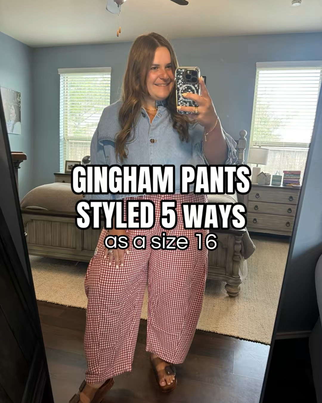 Styling red gingham pants 5 ways. I’m wearing an XL in the pants. Which style is your favorite? I love how you can style them for different seasons.

#LTKootd #LTKPlusSize #LTKMidsize
