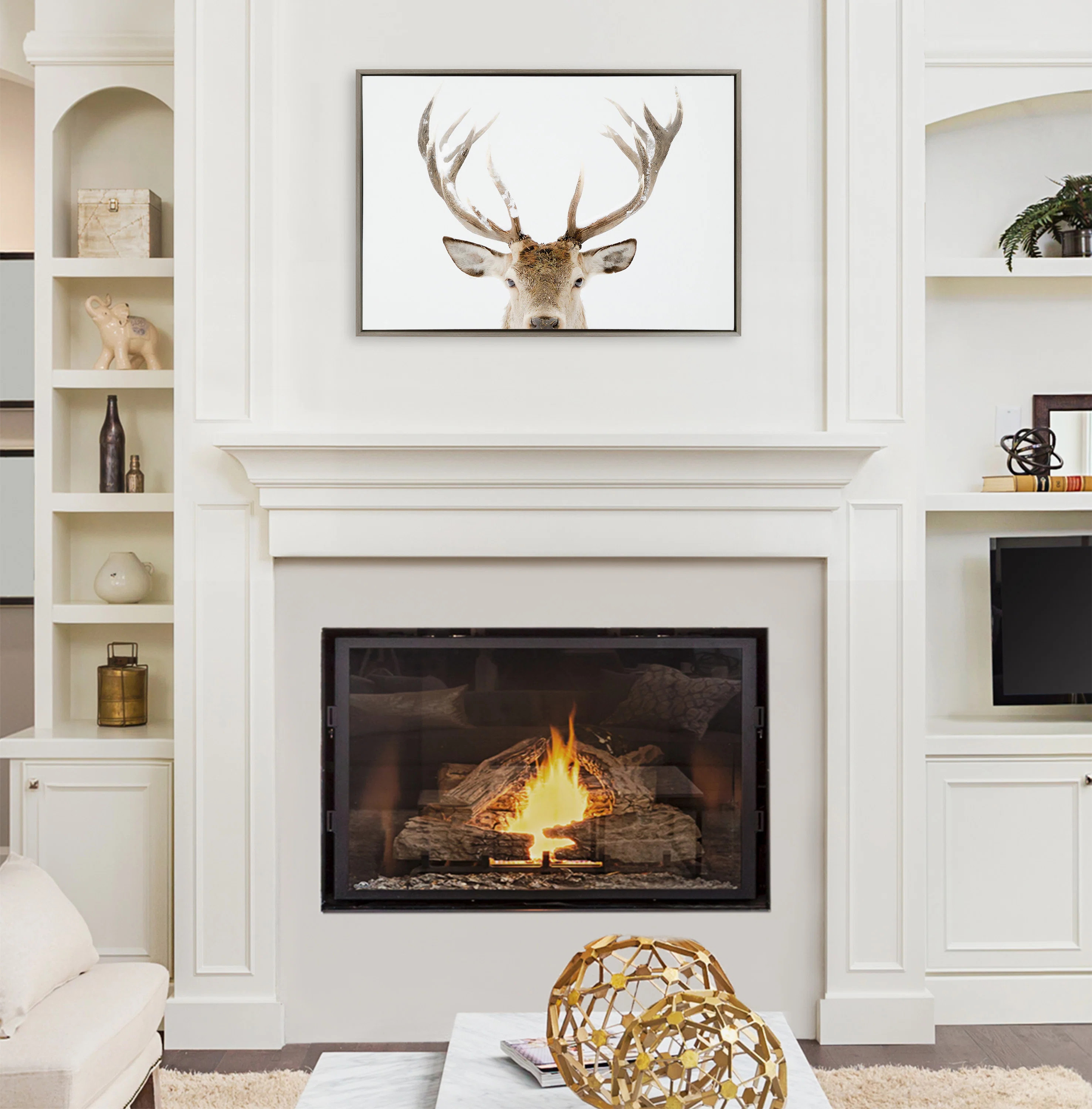 Stag Peekaboo Framed On Canvas by Amy Peterson Art Studio Print | Wayfair North America