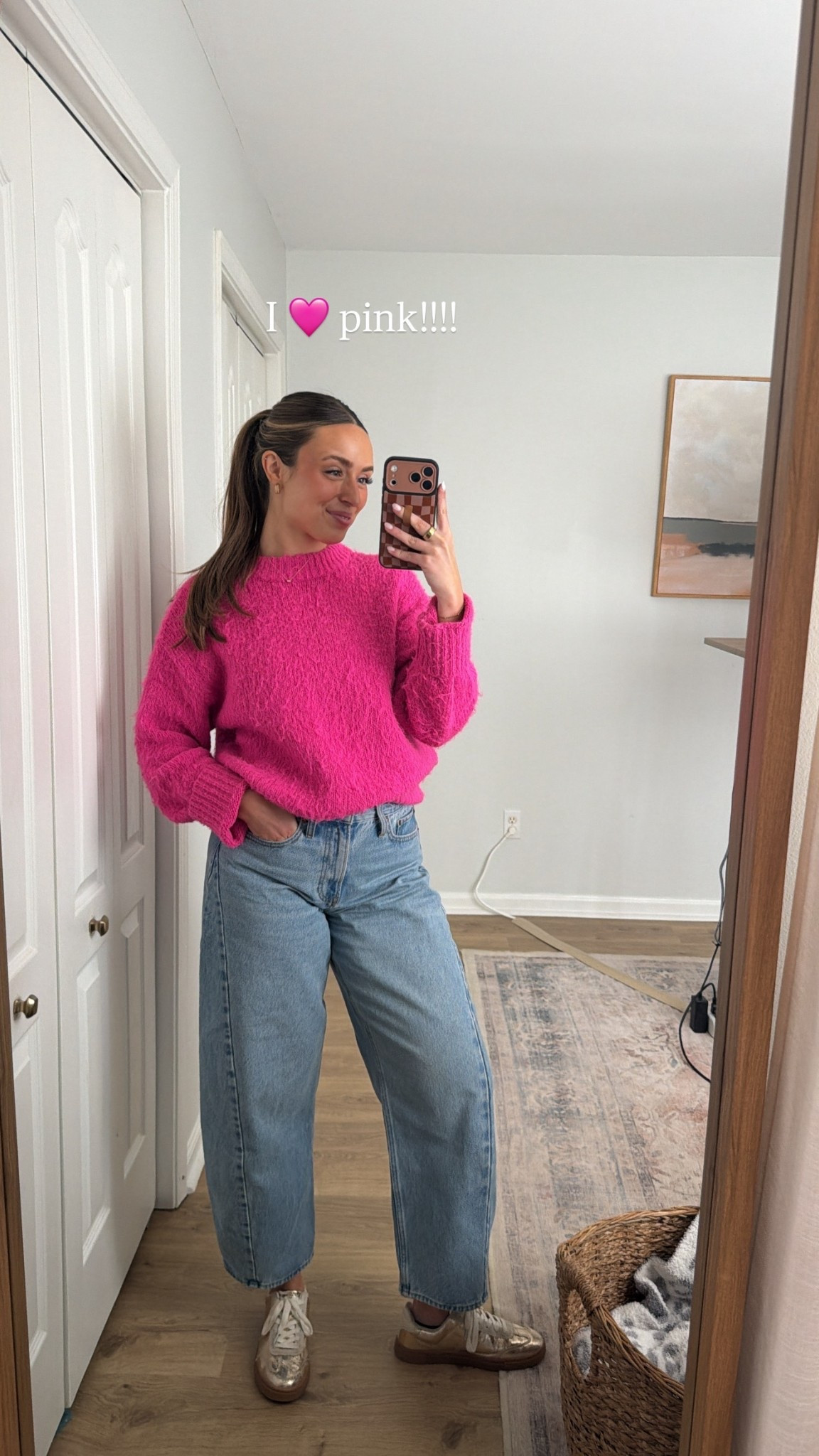 Linking a super similar pink fuzzy sweater from @Target 🩷 fav jeans ever too! 

#LTKWorkwear #LTKootd #LTKFindsUnder50