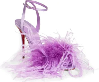 Christian Louboutin Miss Z Loubipoupi Feather Embellished Ankle Strap Sandal (Women) | Nordstrom | Nordstrom