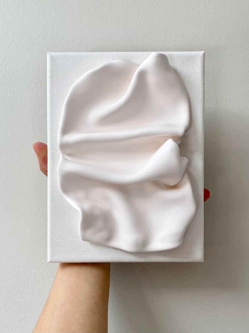 Minimalist Clay Wall Sculpture On Canvas  3D Wall Art. Wall | Etsy | Etsy (US)