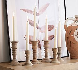Kadence Turned Wood Candle Holder | Pottery Barn (US)