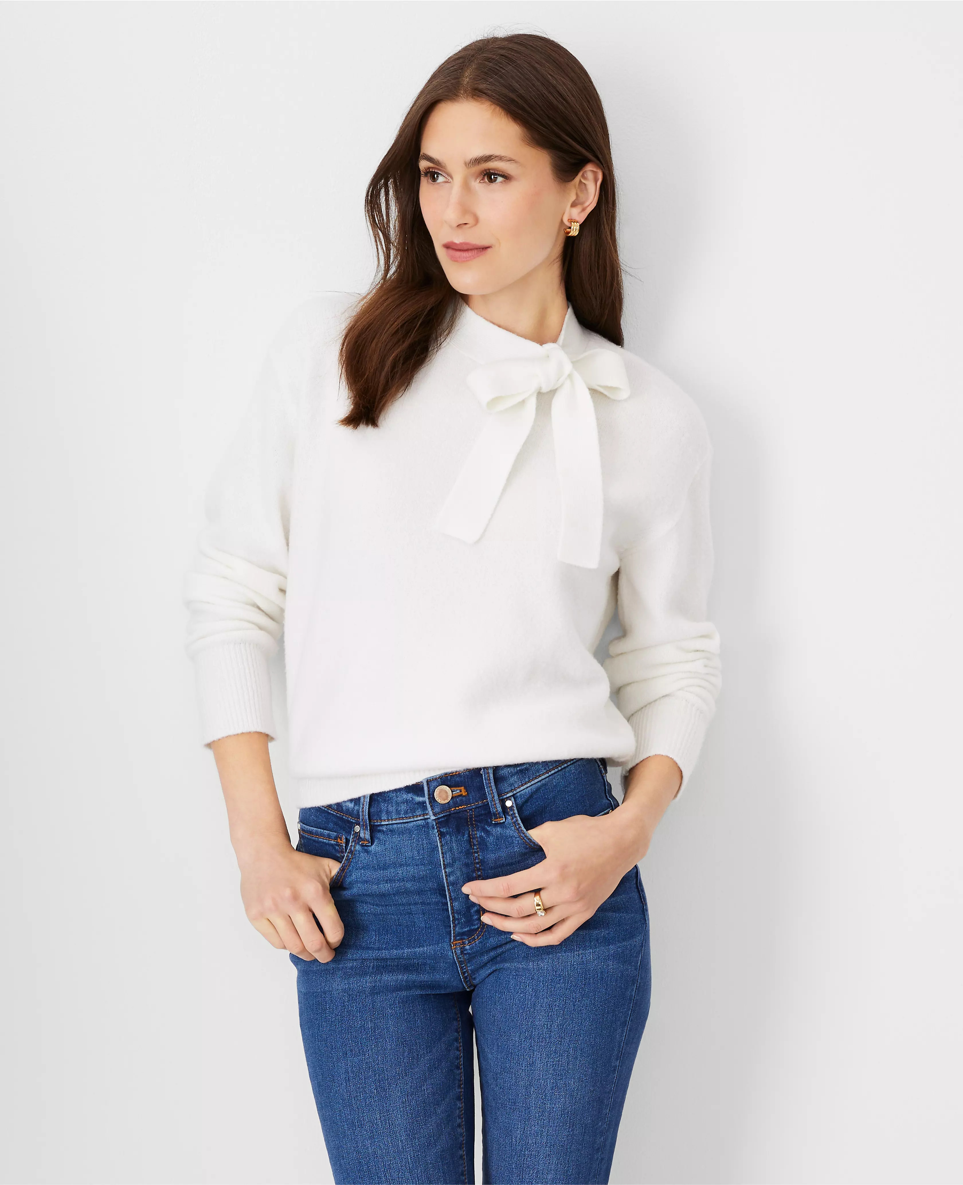 Petite Tie Neck Wedge Sweater | Ann Taylor (US)