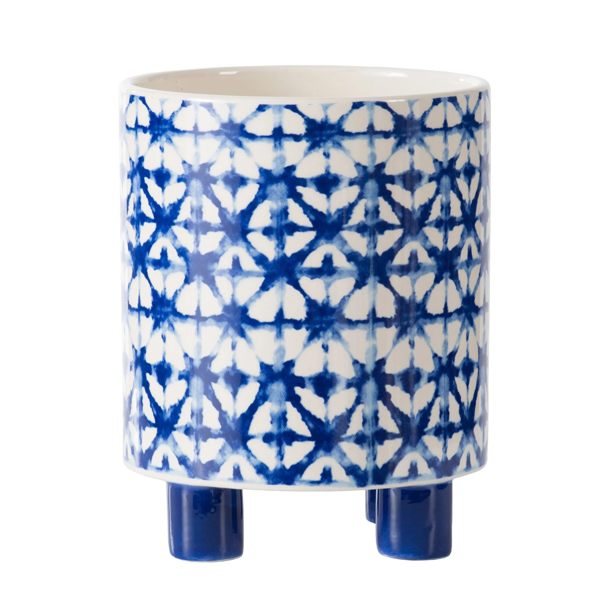 8" Blue and White Contemporary Larger Round Planter with Legs | Walmart (US)