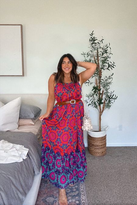 Summer colorful maxi dress from Anthropologie! Perfect for a beach or resort vacation! Sandals and jewelry are so good! 

Size L. 

#LTKcurves #LTKSeasonal #LTKstyletip