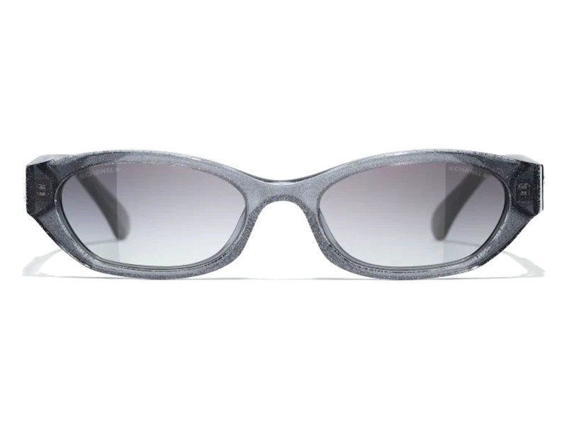 Chanel Transparent Black Gray Frame / Gray Gradient Lens Sunglasses | JTV Jewelry