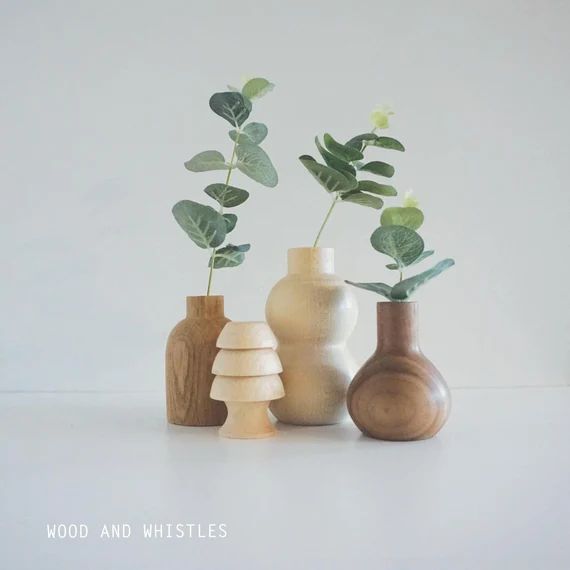 Small wood bud vases | bud vase set, mini bud vase, modern bud vase, wooden vase, 2021 home decor | Etsy (US)