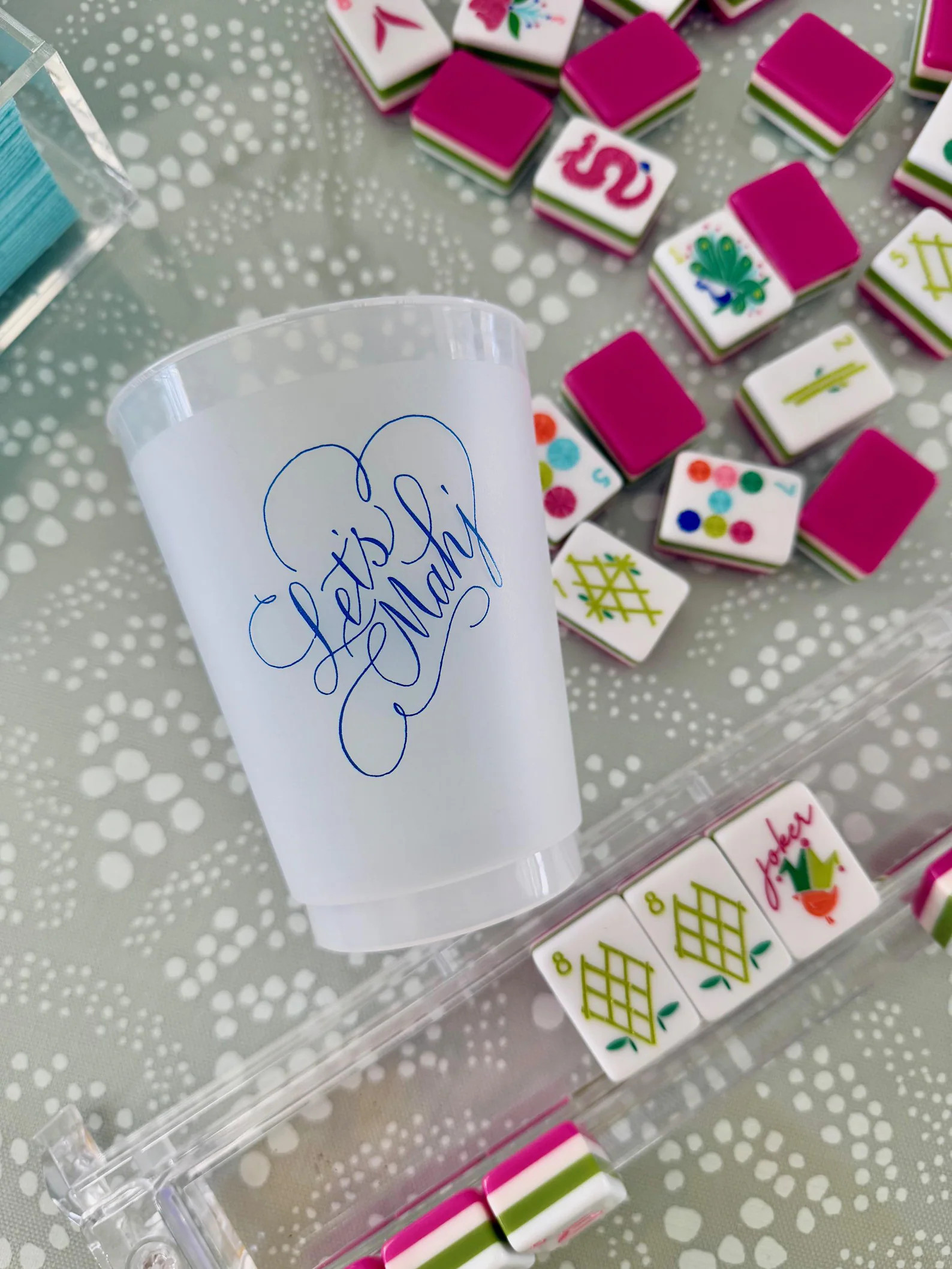 LET'S MAHJ mahjong 16 oz. frost flex cups in blue, set of 6 | Etsy (US)
