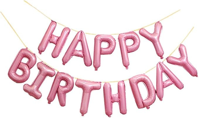 GOER Light Pink Happy Birthday Balloons,16 Inch Foil Letter Balloons Banner for Birthday Party De... | Amazon (US)