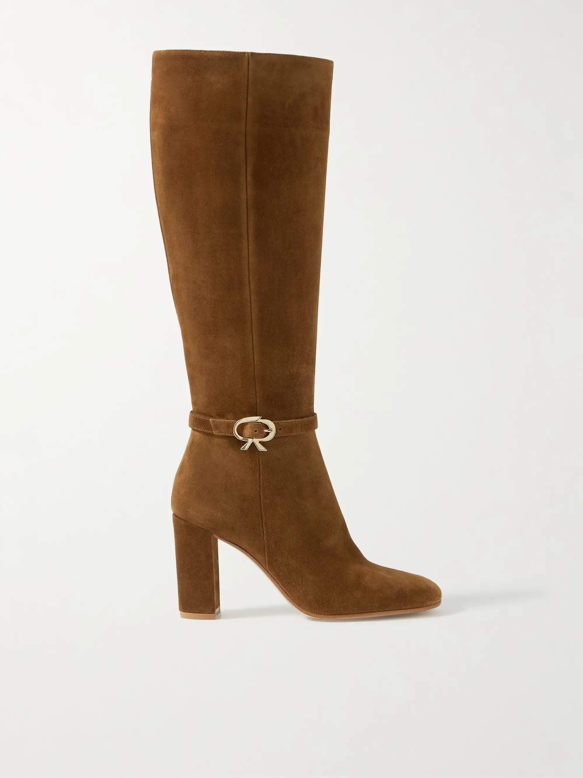 GIANVITO ROSSI Ribbon 85 buckled suede knee boots | NET-A-PORTER | NET-A-PORTER (US)