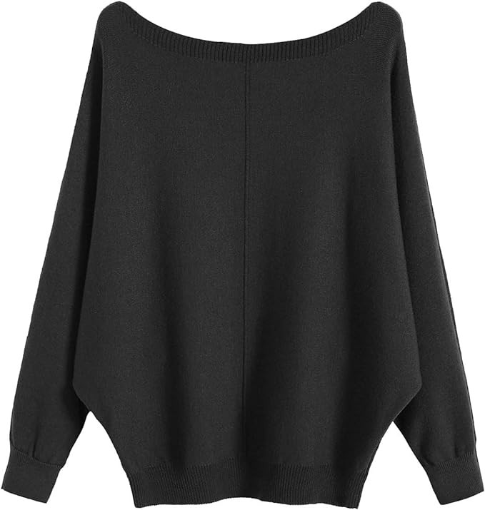 GABERLY Boat Neck Batwing Sleeves Dolman Knitted Sweaters and Pullovers Tops for Women | Amazon (US)