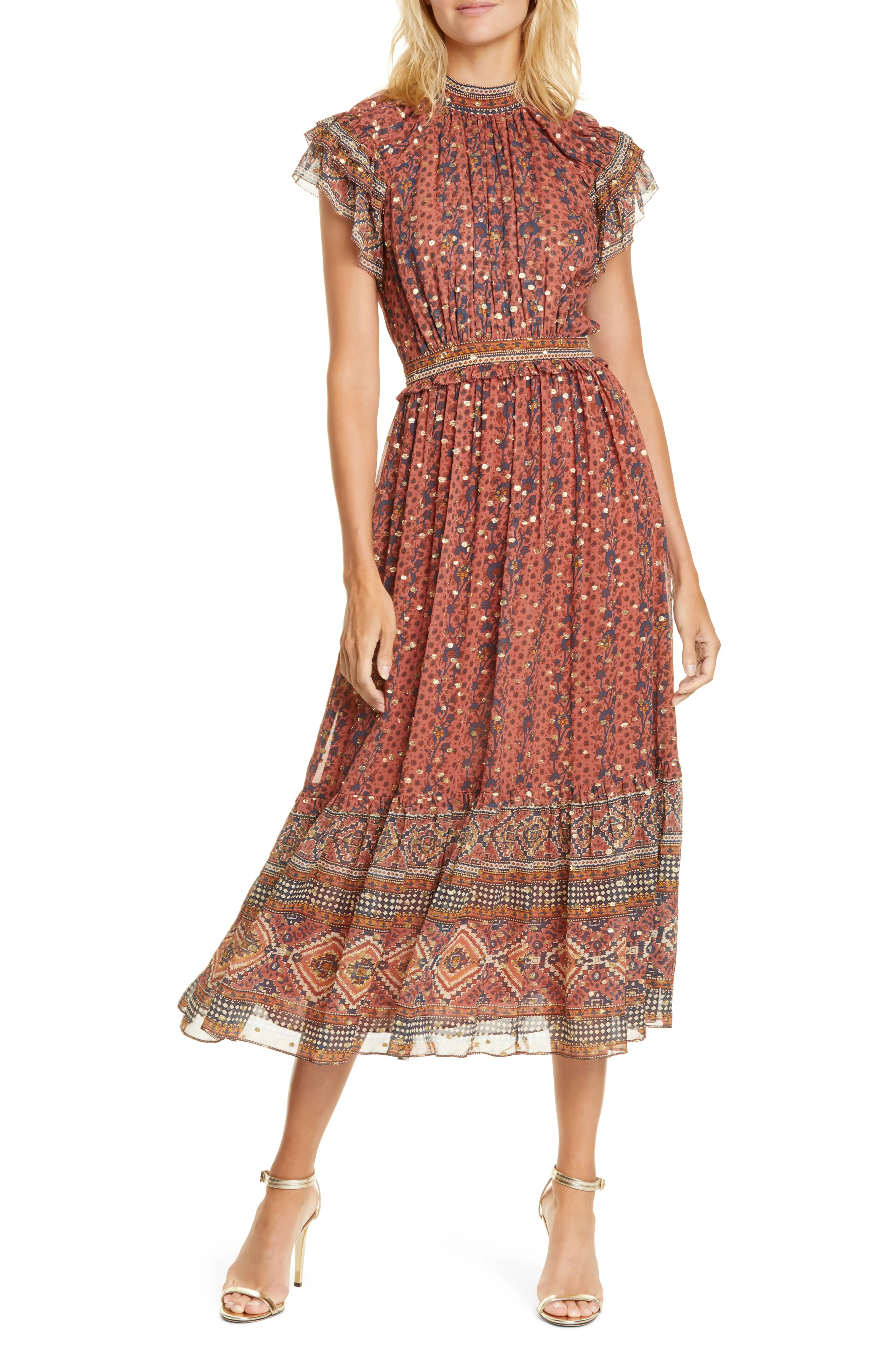 Alastair Jacquard Dot Silk Blend Midi Dress | Nordstrom