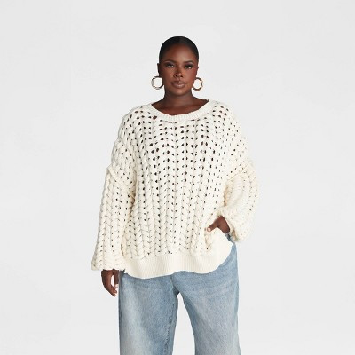 KBB by KAHLANA Women's Pullover Sweater 'The Chunky Knit Crew' - Cream XXL | Target