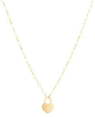 Heart Padlock Paperclip Link 18" Pendant Necklace in 18k Gold-Plated Sterling Silver (Also in Ste... | Macy's