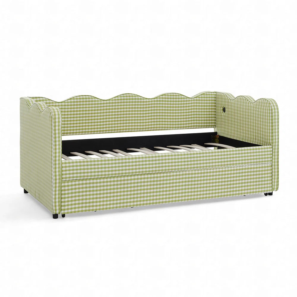 Cozy Gingham Daybed with Trundle | Wayfair North America